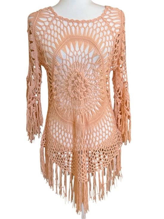 Cupshe Other - Cupshe Peach Crochet Fringe Swimsuit festival coverup